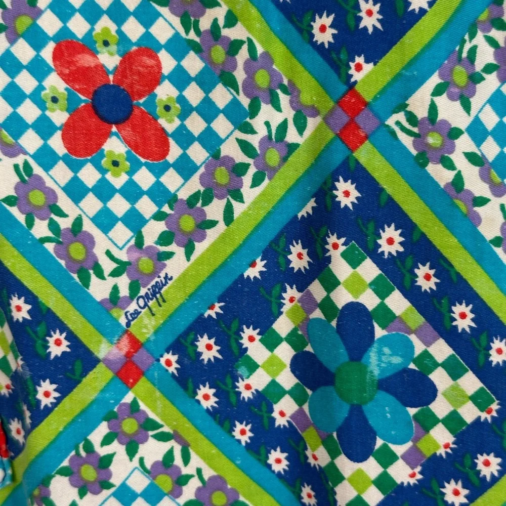Vintage Multicolor Floral Tile Print Apron Full Coverage Small